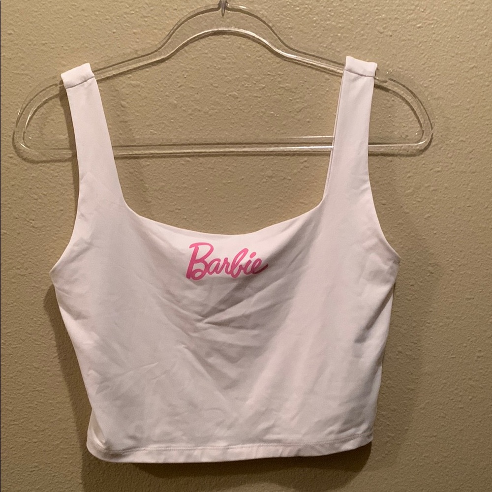 Barbie cropped Tank Top with Pink Logo